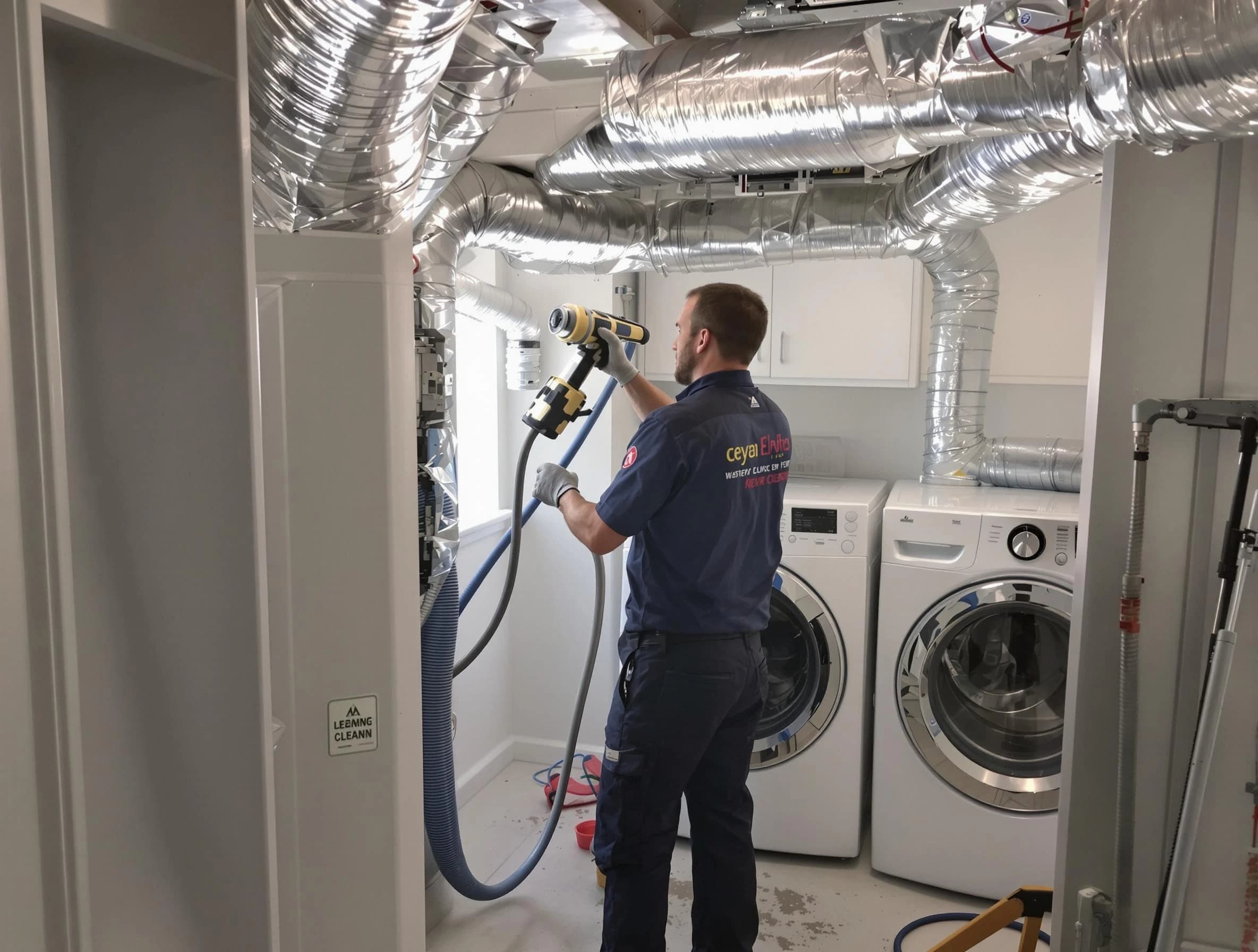 Superior Dryer Vent Cleaning specialist using advanced equipment for thorough duct cleaning in Superior