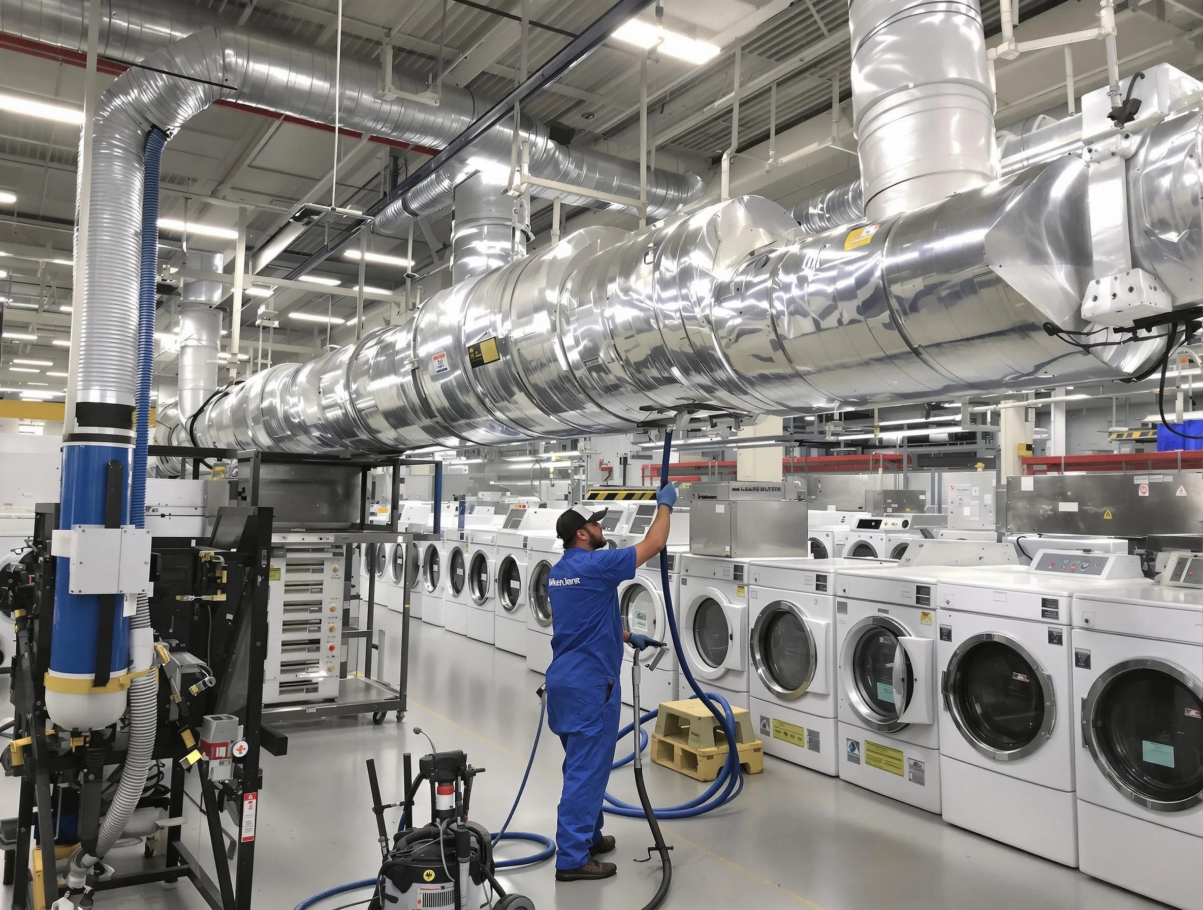 Superior Dryer Vent Cleaning team performing heavy-duty industrial dryer vent cleaning in Superior